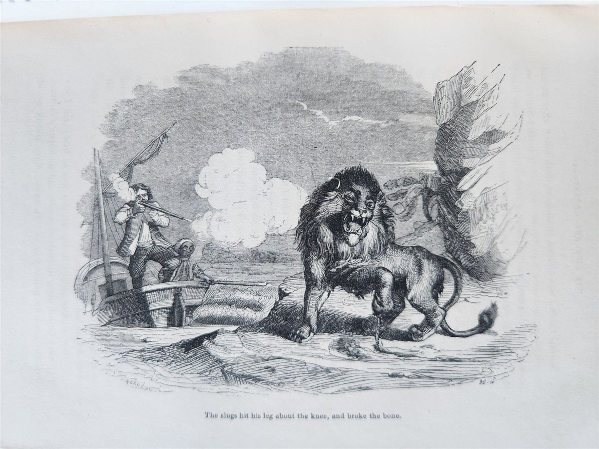 1844 LIFE AND ADVENTURES OF ROBINSON CRUSOE by DANIEL DEFOE antique ILLUSTRATED