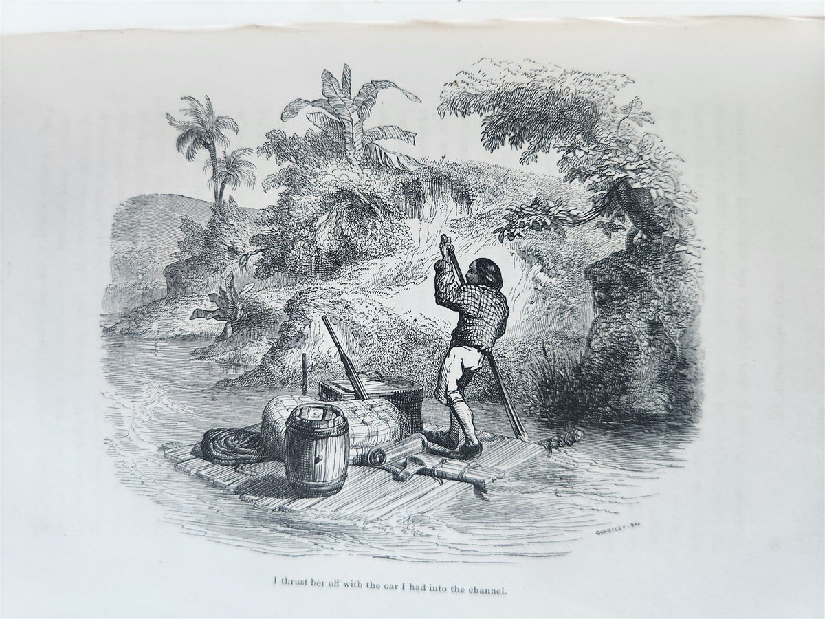 1844 LIFE AND ADVENTURES OF ROBINSON CRUSOE by DANIEL DEFOE antique ILLUSTRATED