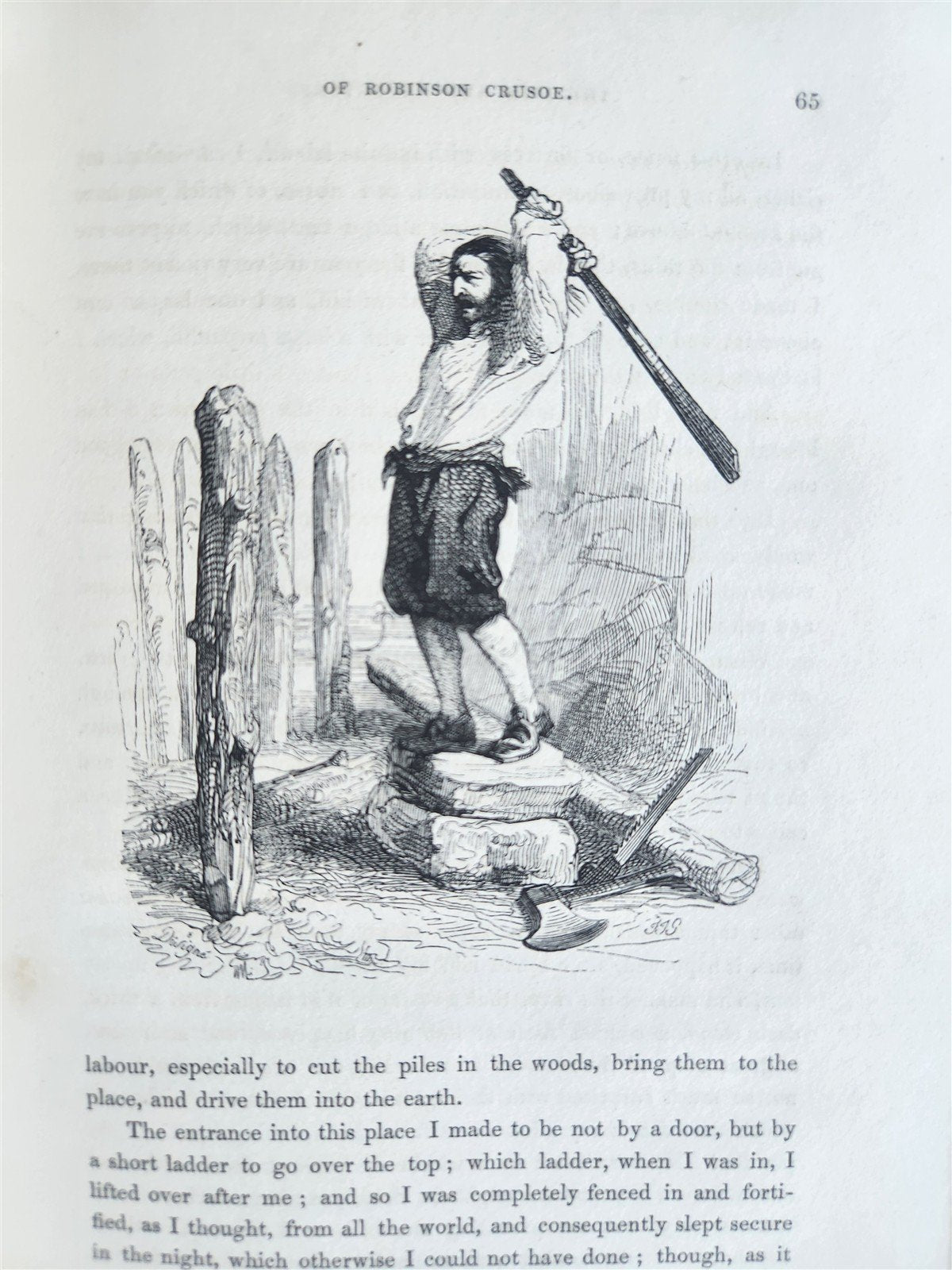 1844 LIFE AND ADVENTURES OF ROBINSON CRUSOE by DANIEL DEFOE antique ILLUSTRATED