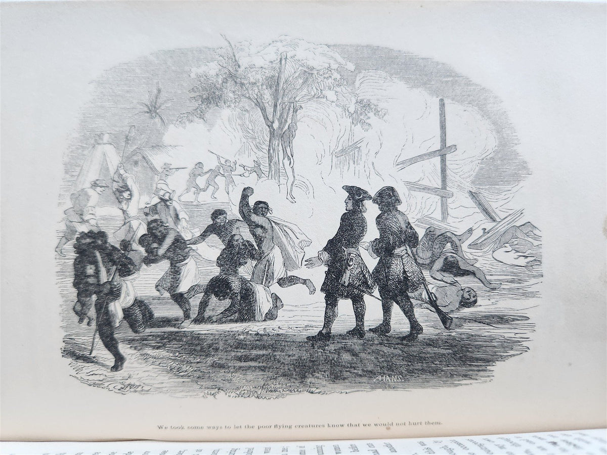 1844 LIFE AND ADVENTURES OF ROBINSON CRUSOE by DANIEL DEFOE antique ILLUSTRATED