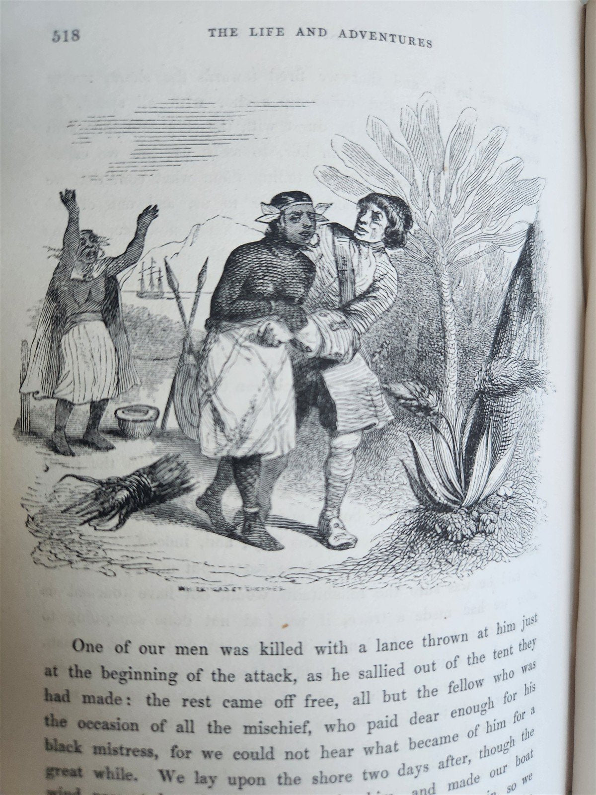 1844 LIFE AND ADVENTURES OF ROBINSON CRUSOE by DANIEL DEFOE antique ILLUSTRATED