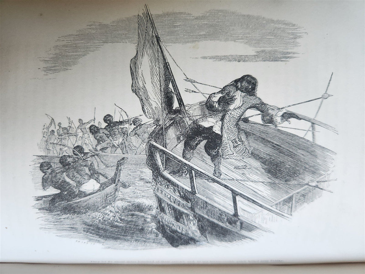 1844 LIFE AND ADVENTURES OF ROBINSON CRUSOE by DANIEL DEFOE antique ILLUSTRATED