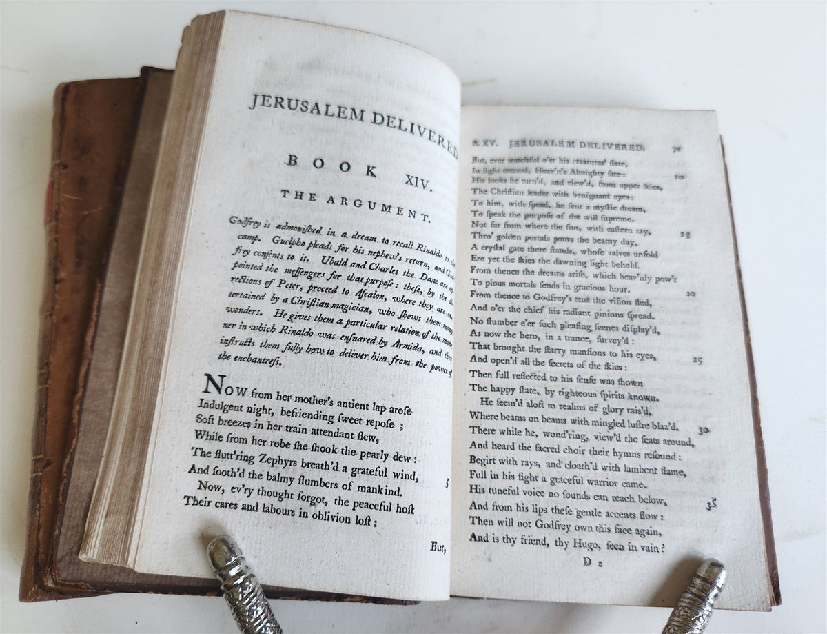 1772 JERUSALEM DELIVERED an HEROIC POEM by TORQUATO TASSO antique 2 VOLUMES
