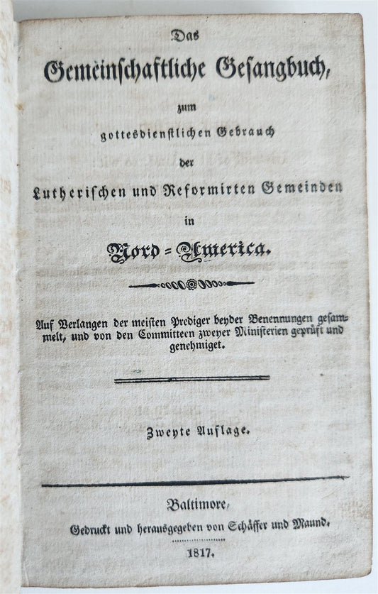 1817 German Language hymnal printed in Baltimore antique AMERICANA