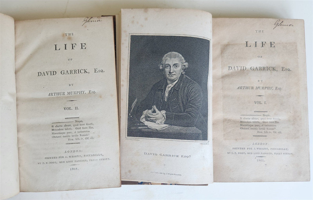 1801 THE LIFE OF DAVID GARRICK by Arthur Murphy antique 2 VOLUMES
