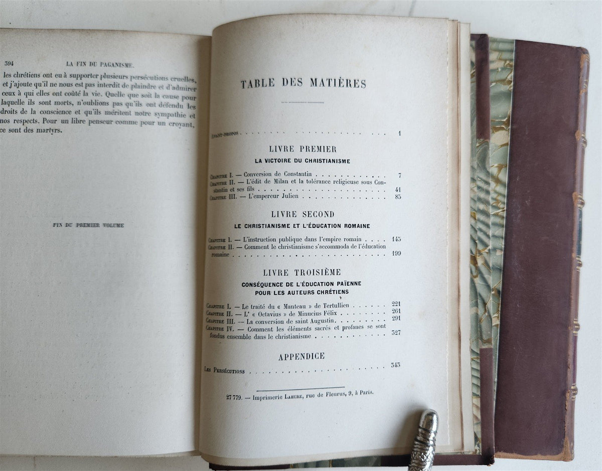 1894 LA FIN DU PAGANISME antique 2 VOLUMES in French