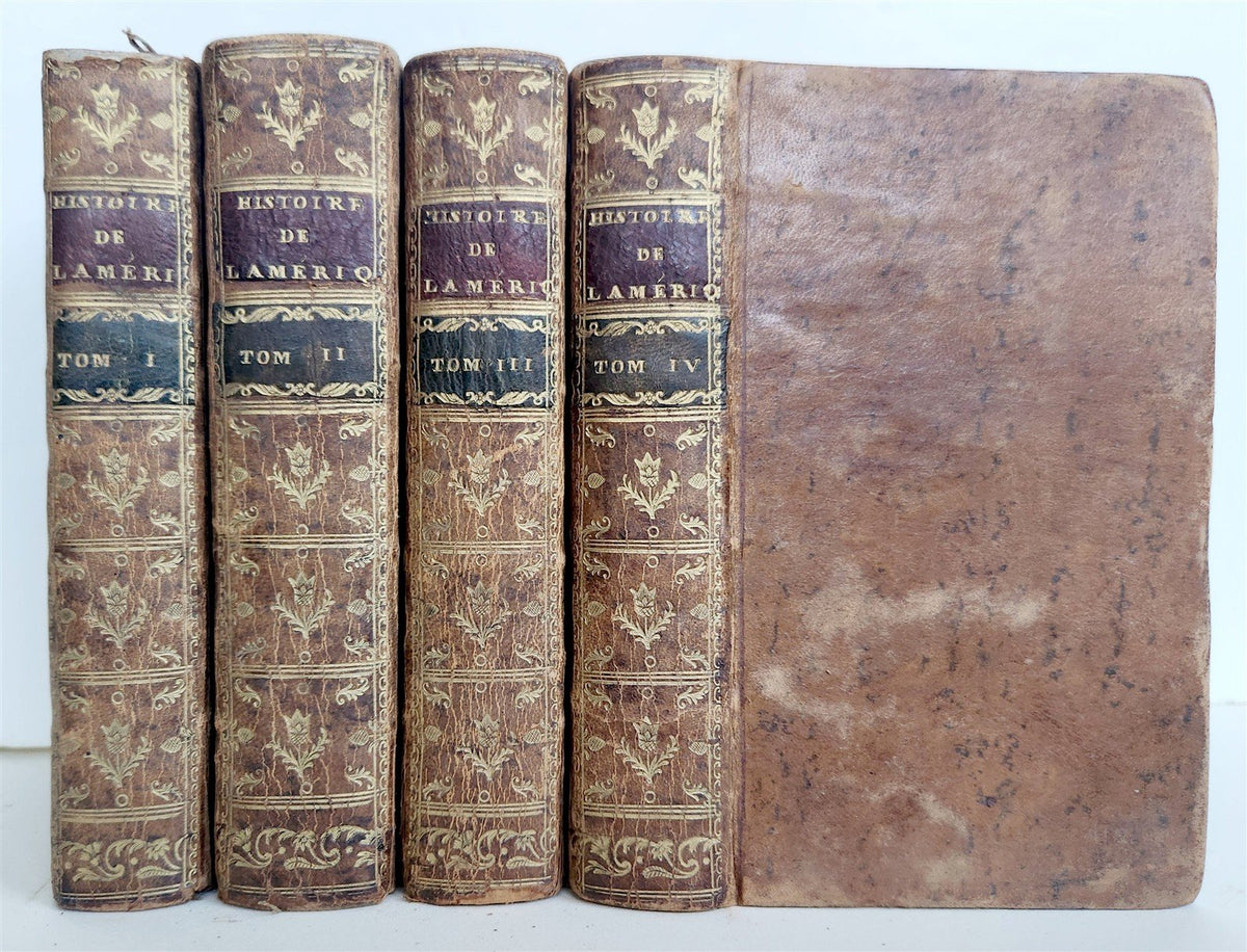 1778 HISTORY of AMERICA 4 VOLS ILLUSTRATED w/MAPS antique M. Robertson in FRENCH