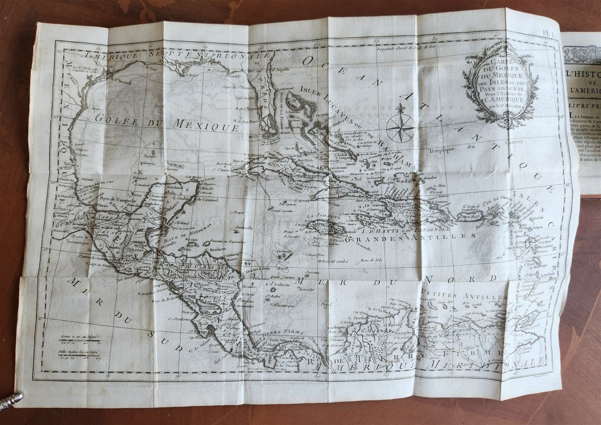 1778 HISTORY of AMERICA 4 VOLS ILLUSTRATED w/MAPS antique M. Robertson in FRENCH