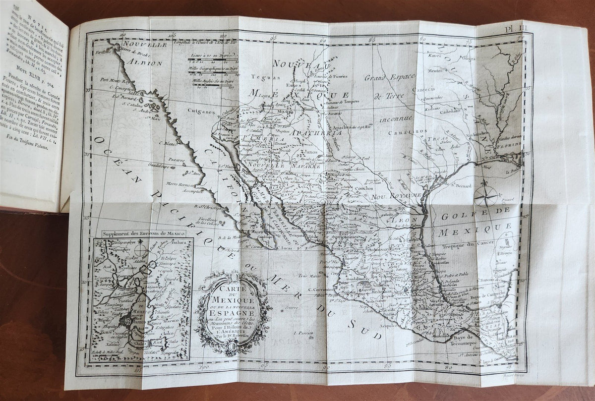 1778 HISTORY of AMERICA 4 VOLS ILLUSTRATED w/MAPS antique M. Robertson in FRENCH