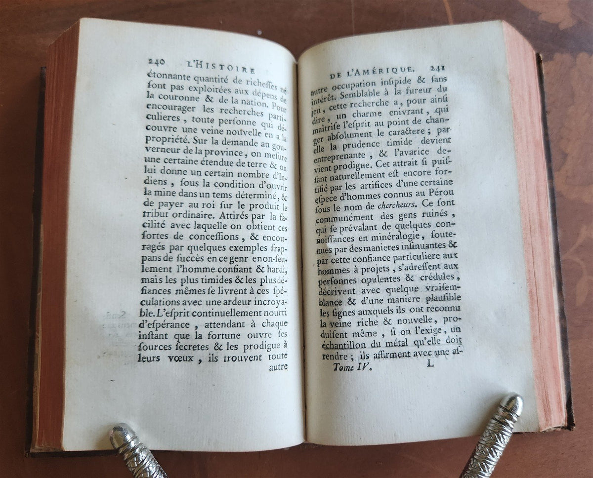 1778 HISTORY of AMERICA 4 VOLS ILLUSTRATED w/MAPS antique M. Robertson in FRENCH