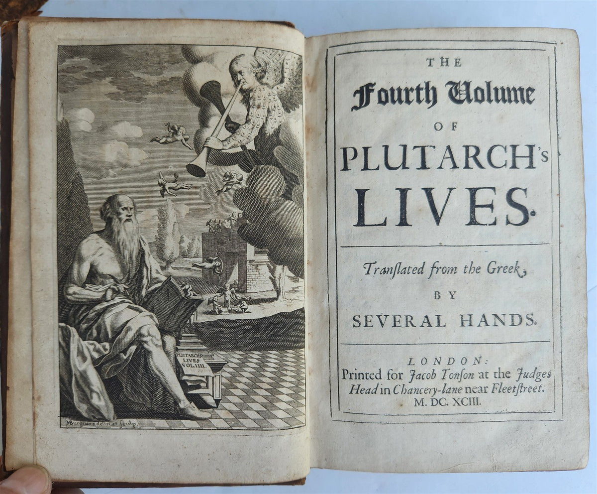 1693 PLUTARCH'S LIVES translated from the Greek ILLUSTRATED antique in ENGLISH