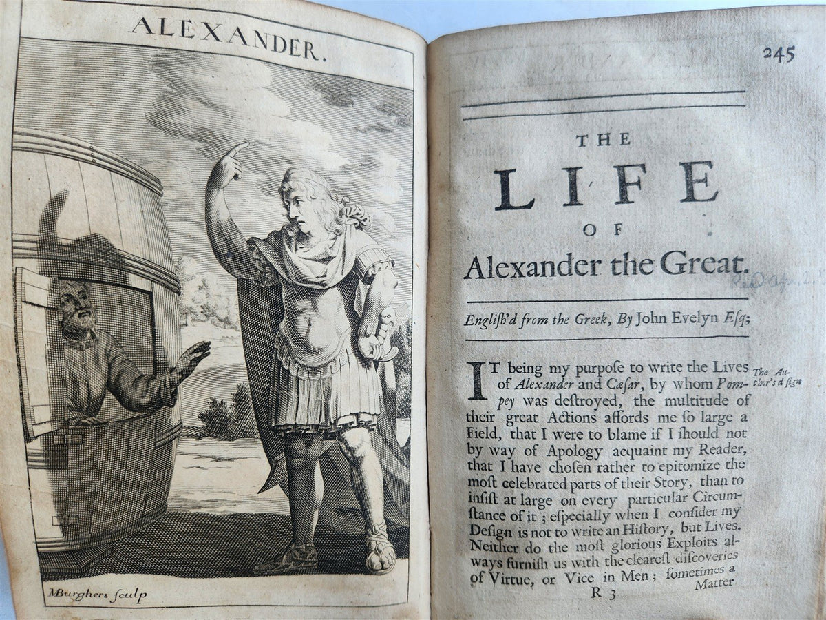 1693 PLUTARCH'S LIVES translated from the Greek ILLUSTRATED antique in ENGLISH