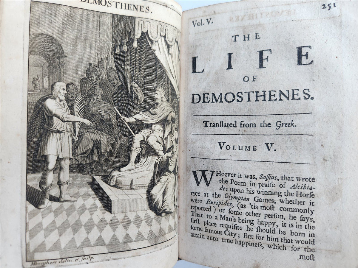 1693 PLUTARCH'S LIVES translated from the Greek ILLUSTRATED antique in ENGLISH
