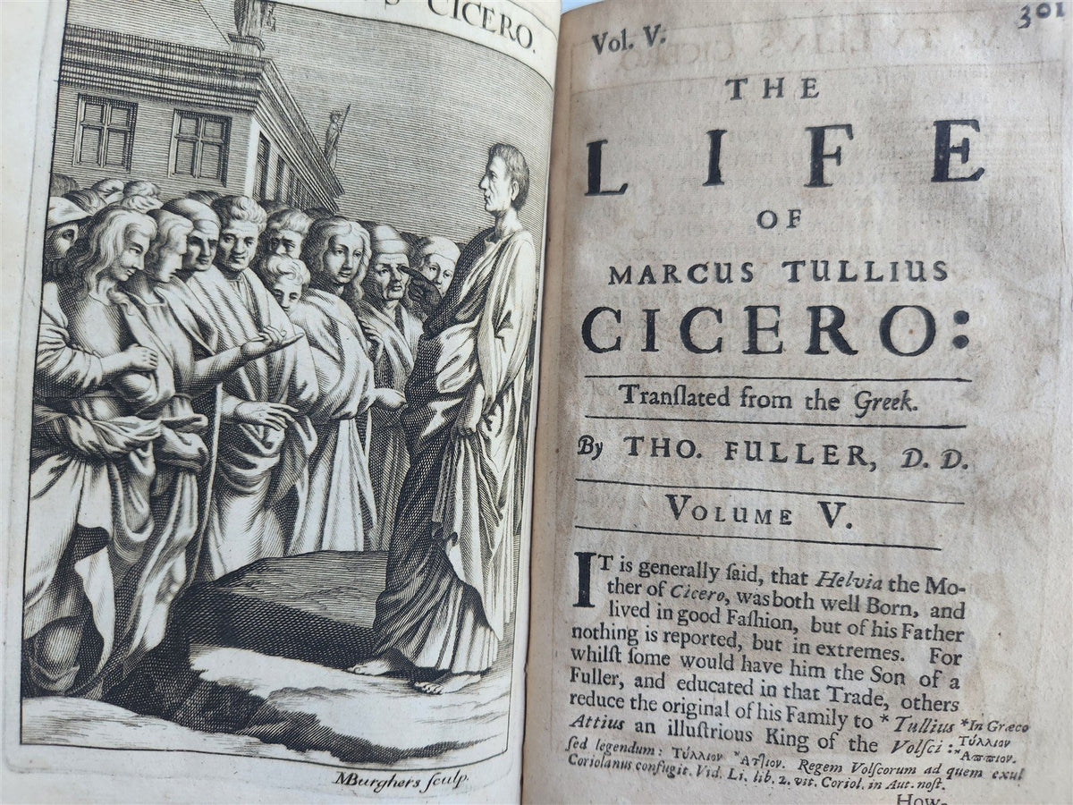 1693 PLUTARCH'S LIVES translated from the Greek ILLUSTRATED antique in ENGLISH