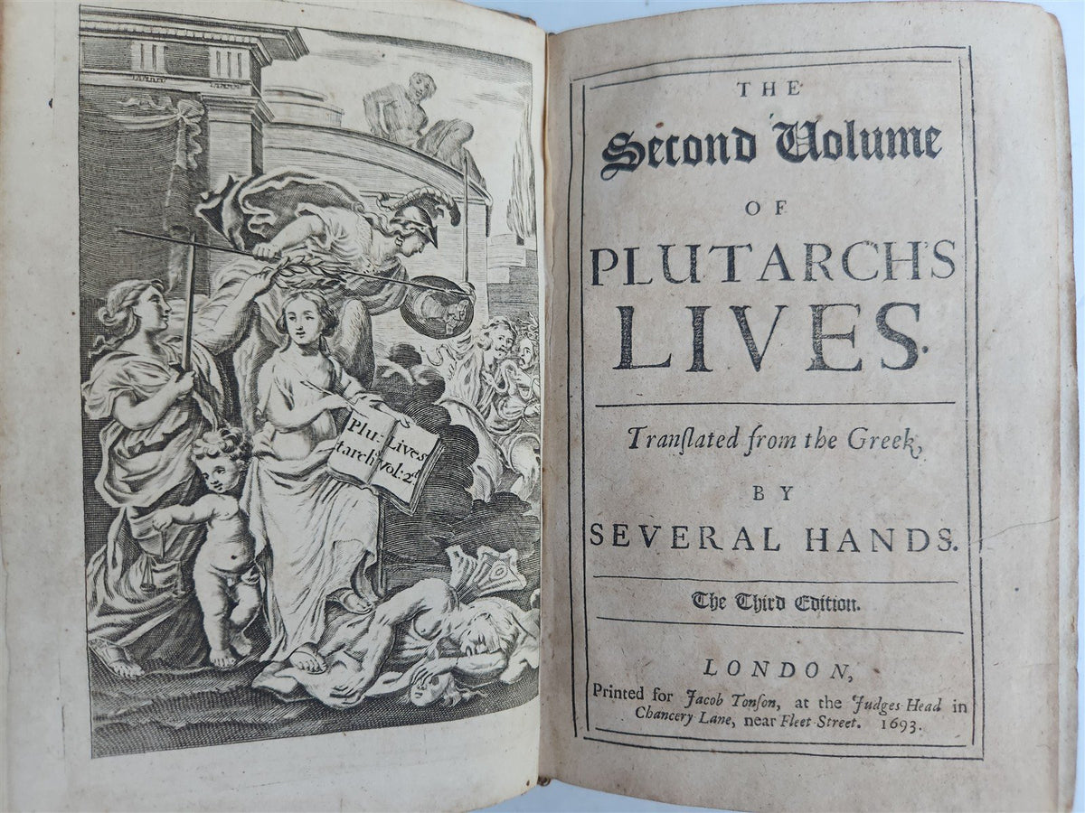 1693 PLUTARCH'S LIVES translated from the Greek ILLUSTRATED antique in ENGLISH
