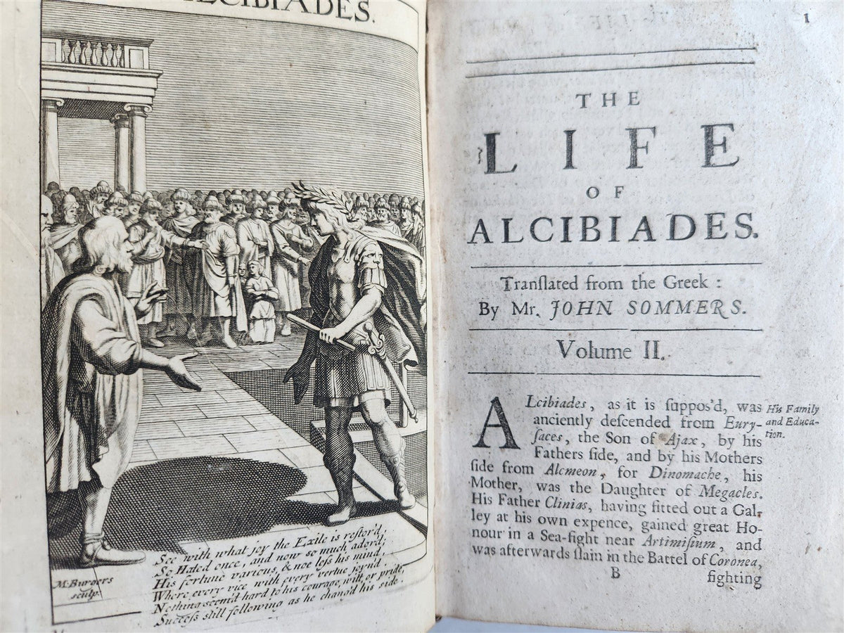 1693 PLUTARCH'S LIVES translated from the Greek ILLUSTRATED antique in ENGLISH