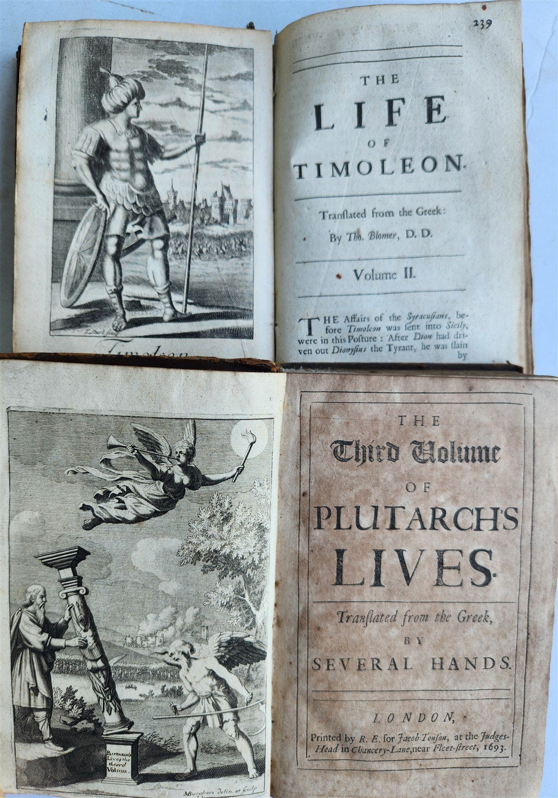 1693 PLUTARCH'S LIVES translated from the Greek ILLUSTRATED antique in ENGLISH