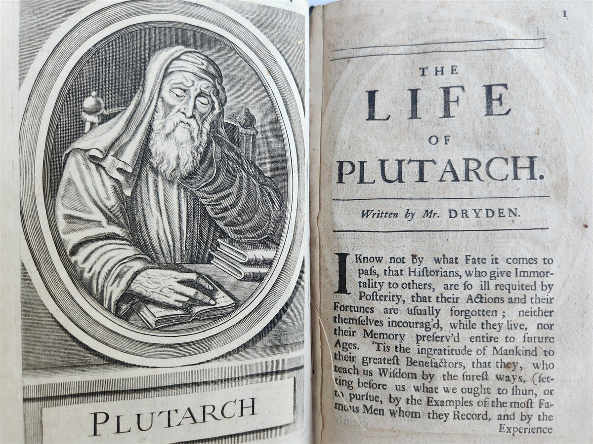 1693 PLUTARCH'S LIVES translated from the Greek ILLUSTRATED antique in ENGLISH