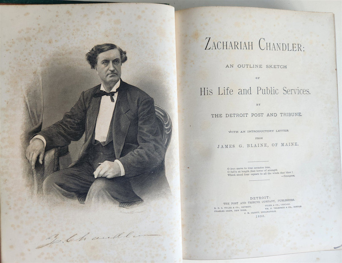 1880 ZACHARIAH CHANDLER LIFE & PUBLIC SERVICES DETROIT POST ILLUSTRATED antique
