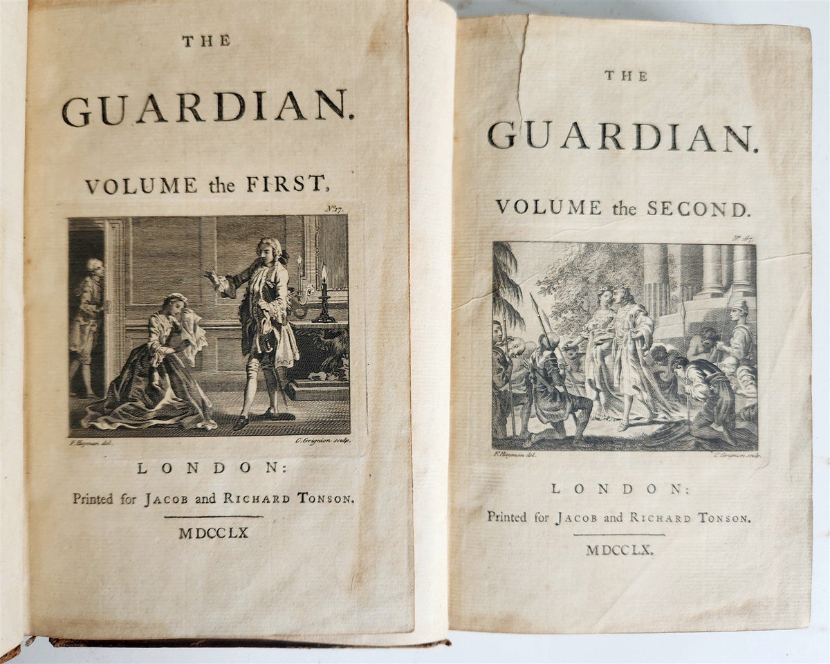 1760 THE GUARDIAN 2 volumes ANTIQUE