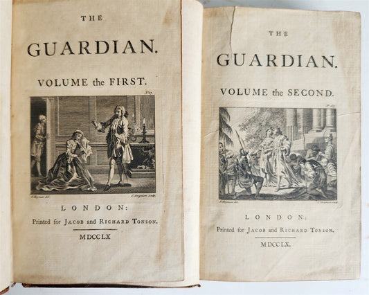 1760 THE GUARDIAN 2 volumes ANTIQUE