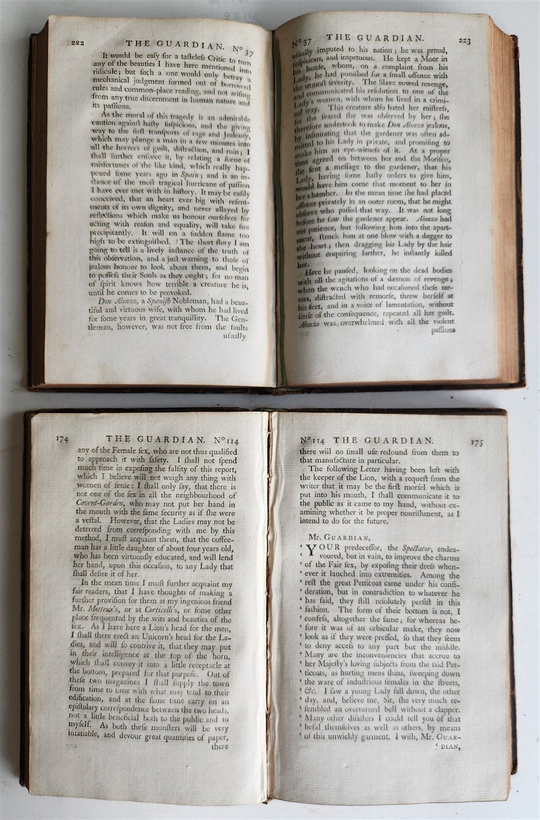 1760 THE GUARDIAN 2 volumes ANTIQUE