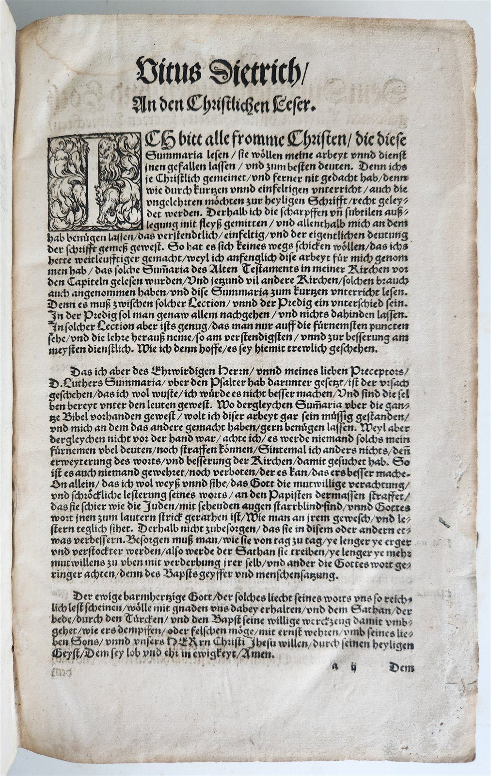 1559 BIBLE COMMENTARIES in GERMAN by Veit Dietrich ANTIQUE pigskin bound FOLIO
