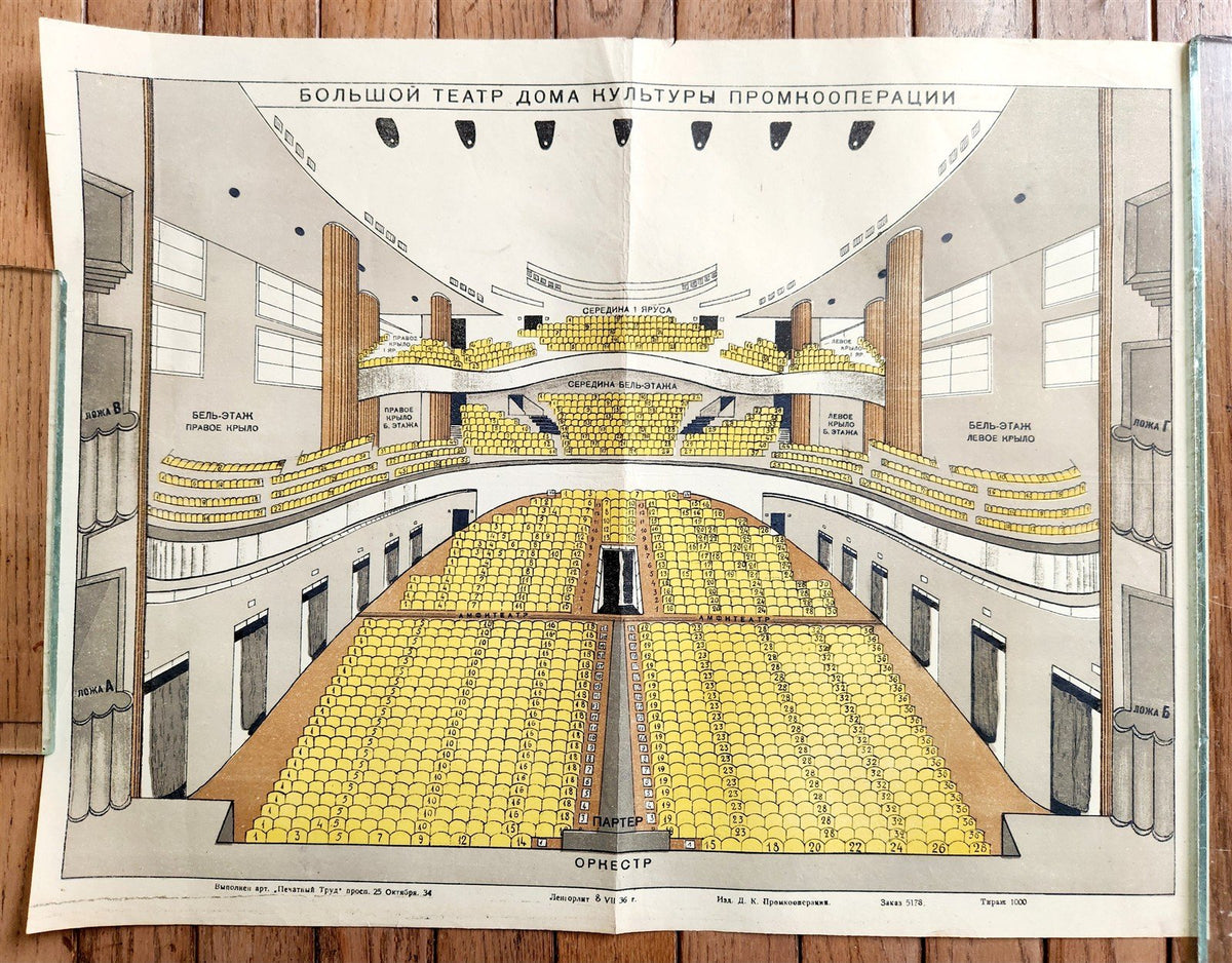 1930s RUSSIAN POSTER - THEATER PLAN antique