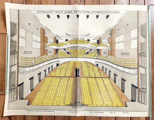 1930s RUSSIAN POSTER - THEATER PLAN antique