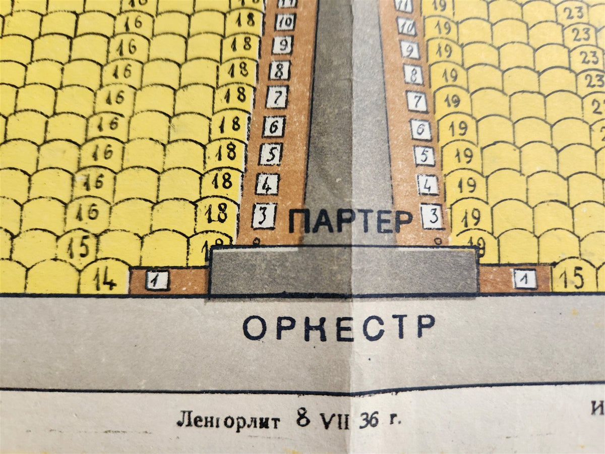 1930s RUSSIAN POSTER - THEATER PLAN antique