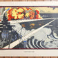 1914 RUSSIAN WWI ERA SEA BATTLE POSTER by MITROKHIN antique