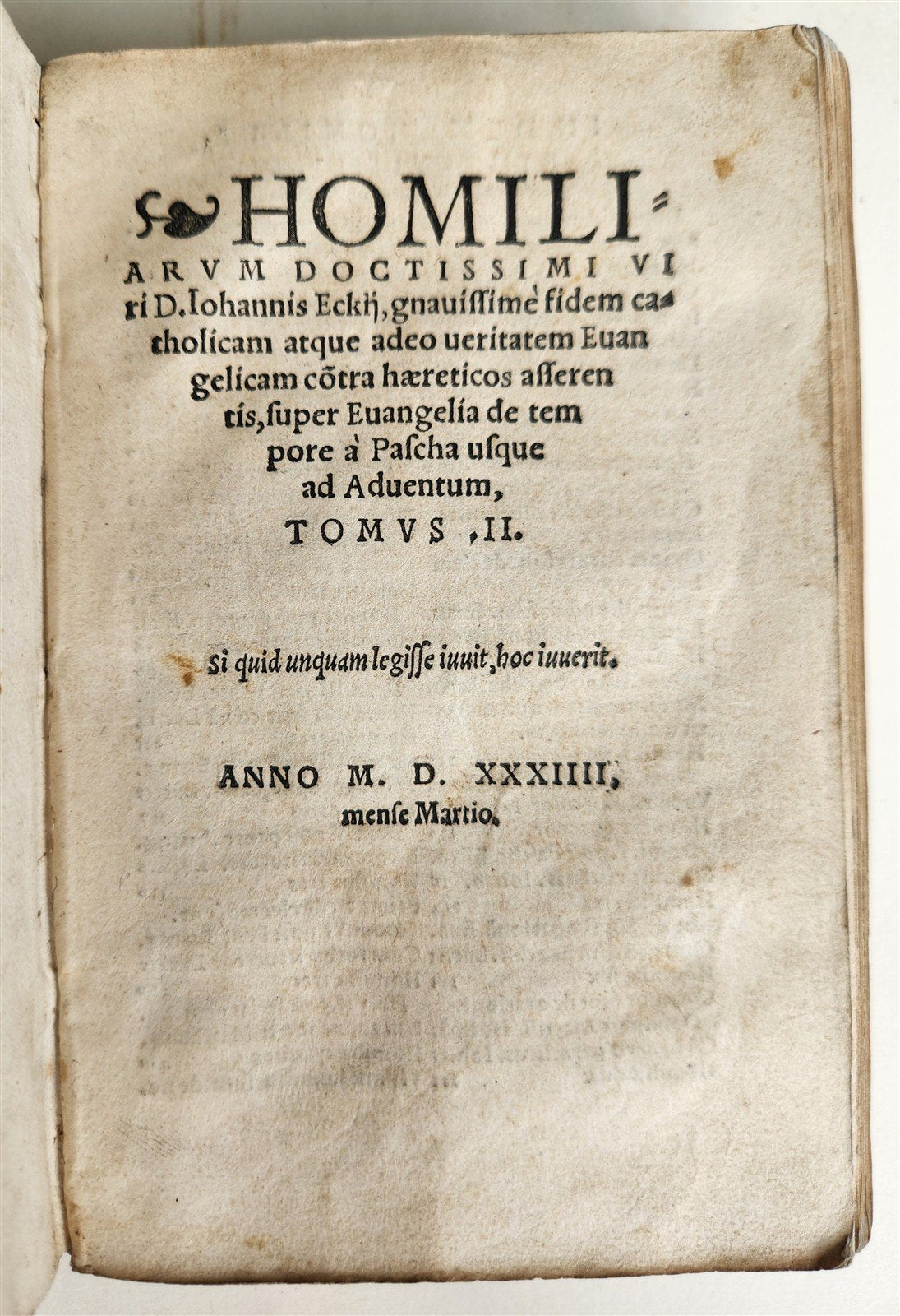 1534 CATHOLIC SERMONS by Johannes Eck VELLUM BINDING w/ MANUSCRIPT TITLE antique