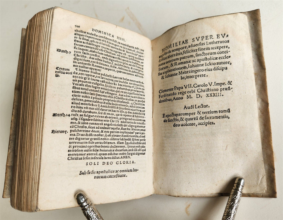 1534 CATHOLIC SERMONS by Johannes Eck VELLUM BINDING w/ MANUSCRIPT TITLE antique