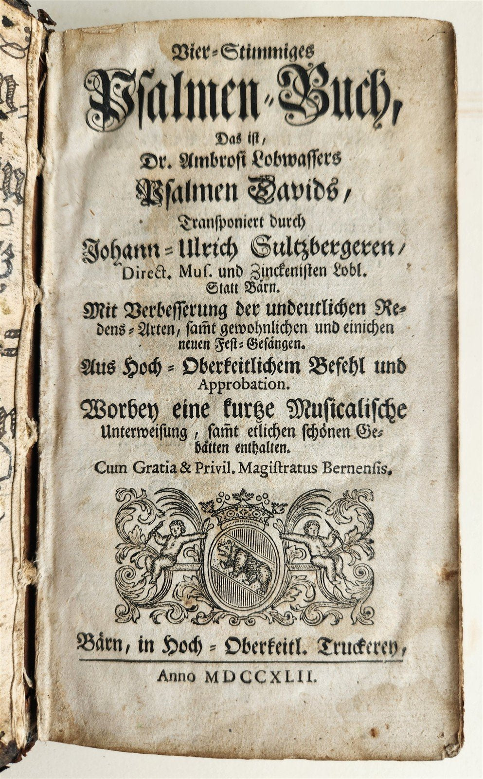 1742 PSALMS of DAVID by Dr. Ambrosi Lobwasser PERIOD DECORATIVE BINDING antique