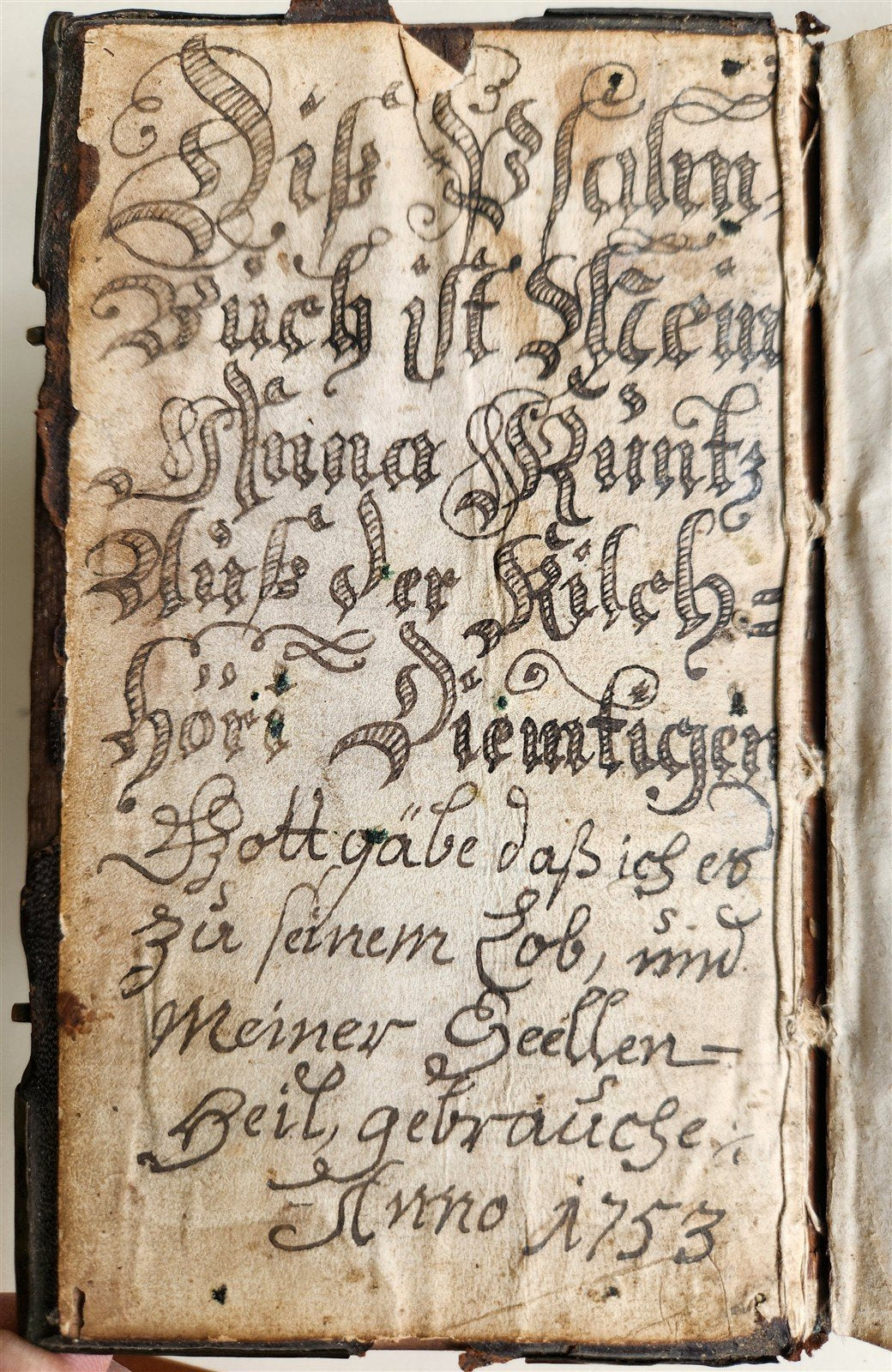 1742 PSALMS of DAVID by Dr. Ambrosi Lobwasser PERIOD DECORATIVE BINDING antique