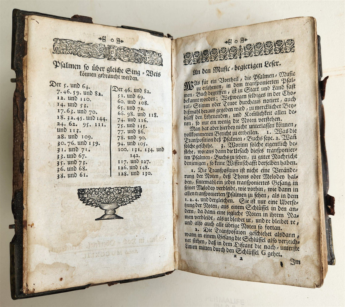 1742 PSALMS of DAVID by Dr. Ambrosi Lobwasser PERIOD DECORATIVE BINDING antique