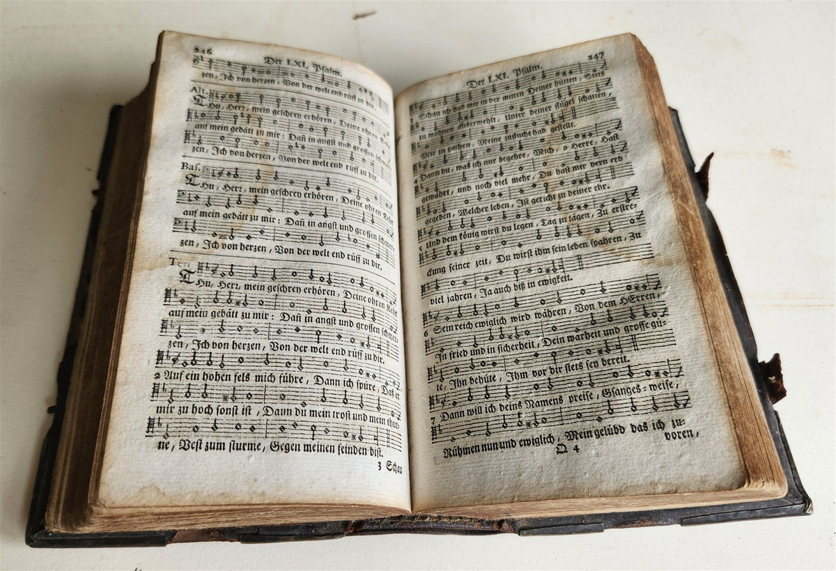 1742 PSALMS of DAVID by Dr. Ambrosi Lobwasser PERIOD DECORATIVE BINDING antique