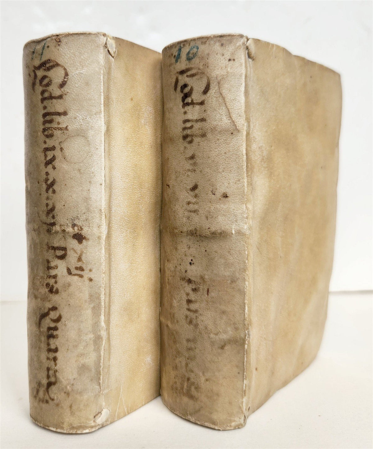 1571 LAW 2 volumes Codex Justiniani VELLUM BOUND antique Corpus Juris Civilis