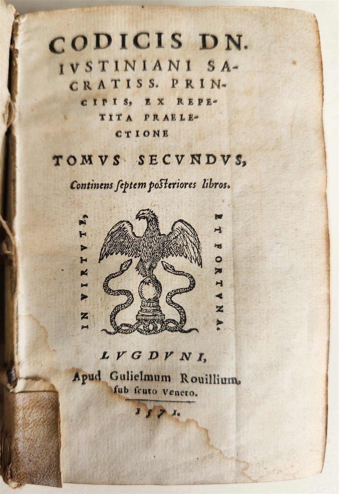1571 LAW 2 volumes Codex Justiniani VELLUM BOUND antique Corpus Juris Civilis