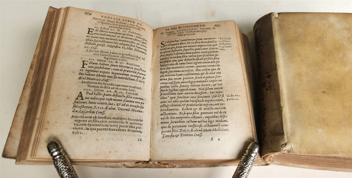 1571 LAW 2 volumes Codex Justiniani VELLUM BOUND antique Corpus Juris Civilis