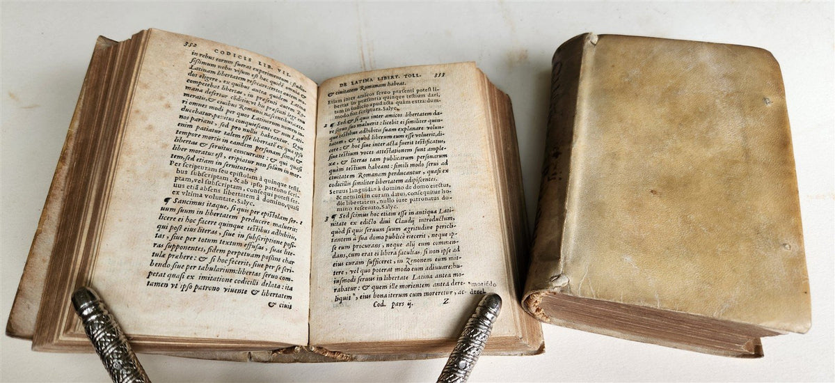 1571 LAW 2 volumes Codex Justiniani VELLUM BOUND antique Corpus Juris Civilis