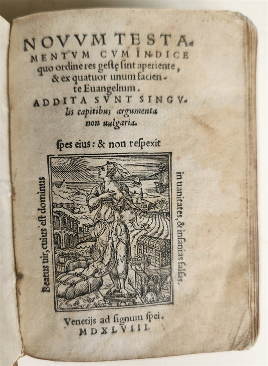 1548 BIBLE in LATIN New Testament VELLUM BOUND antique RARE POCKET EDITION