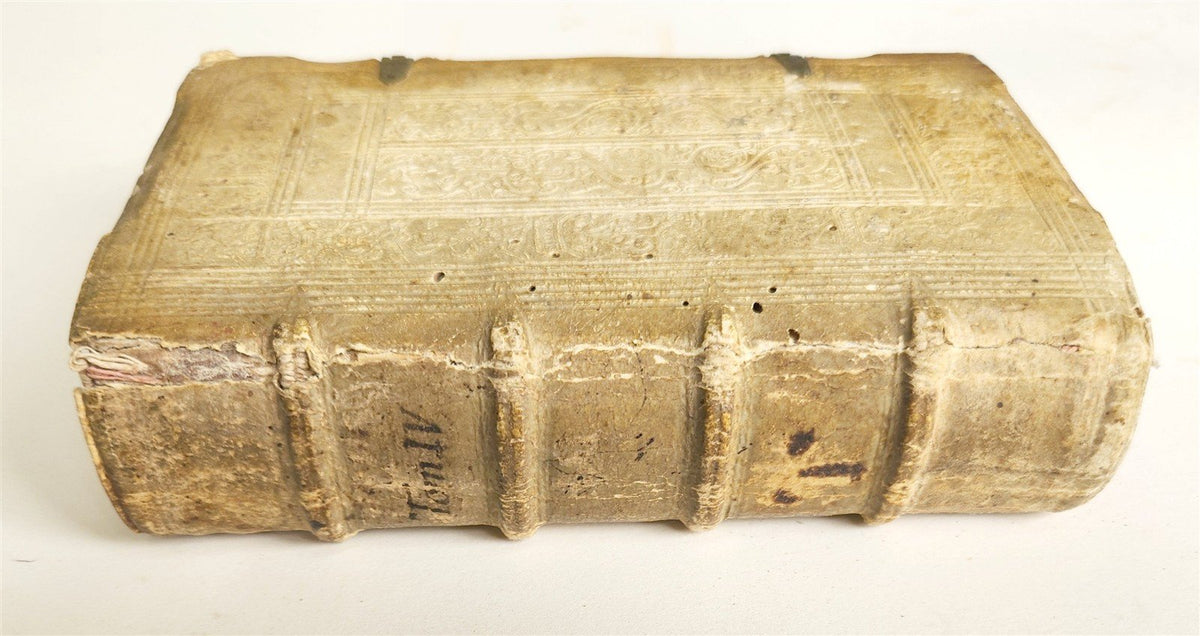 1589 ROBERTO BELLARMINI THEOLOGY 16th CENTURY PIGSKIN BINDING w/ CLASPS antique