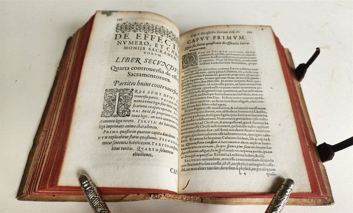 1589 ROBERTO BELLARMINI THEOLOGY 16th CENTURY PIGSKIN BINDING w/ CLASPS antique