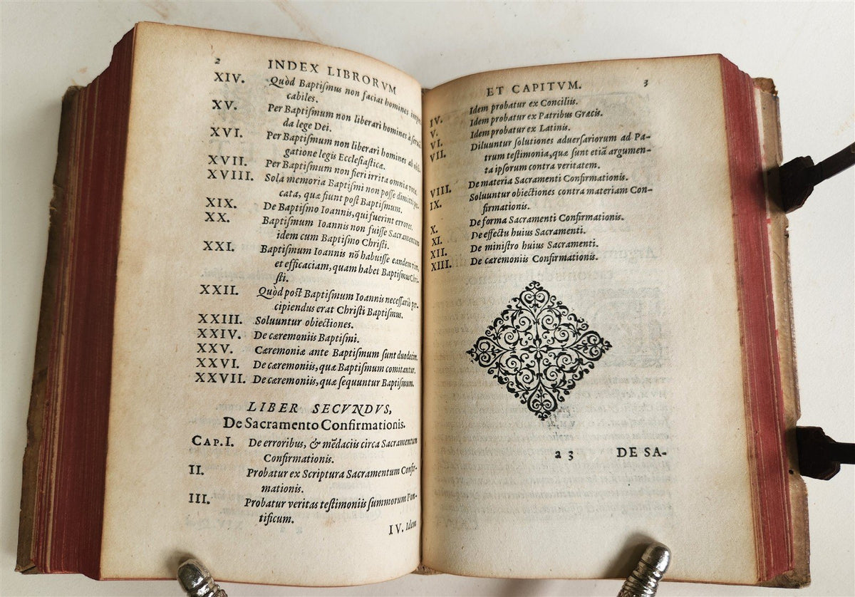 1589 ROBERTO BELLARMINI THEOLOGY 16th CENTURY PIGSKIN BINDING w/ CLASPS antique