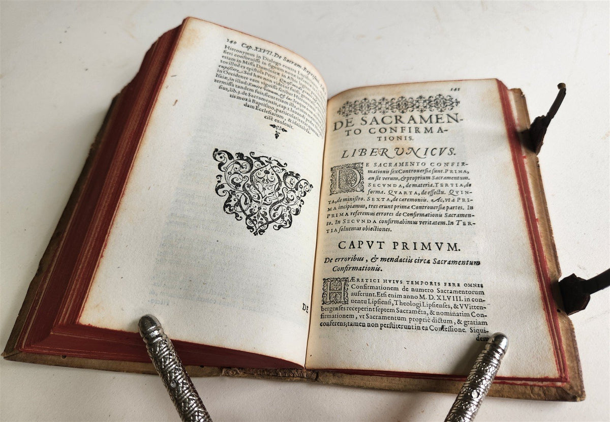 1589 ROBERTO BELLARMINI THEOLOGY 16th CENTURY PIGSKIN BINDING w/ CLASPS antique
