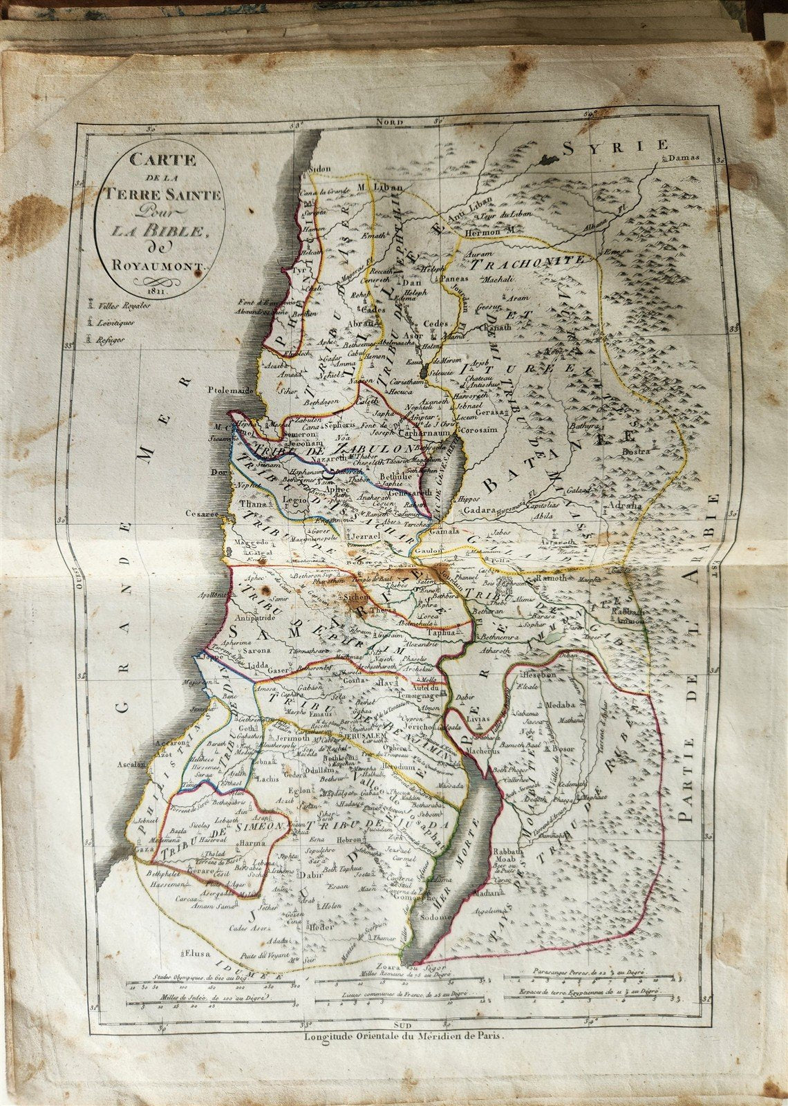 1811 BIBLE HISTORY in FRENCH ILLUSTRATED w/ 270 ENGRAVINGS & MAP antique