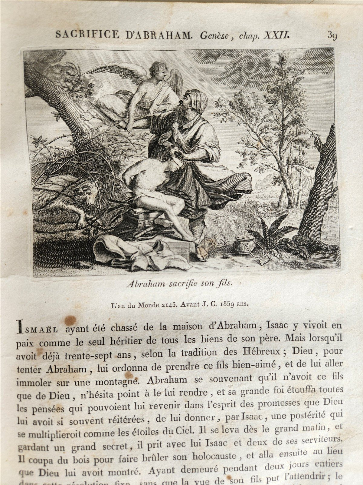 1811 BIBLE HISTORY in FRENCH ILLUSTRATED w/ 270 ENGRAVINGS & MAP antique