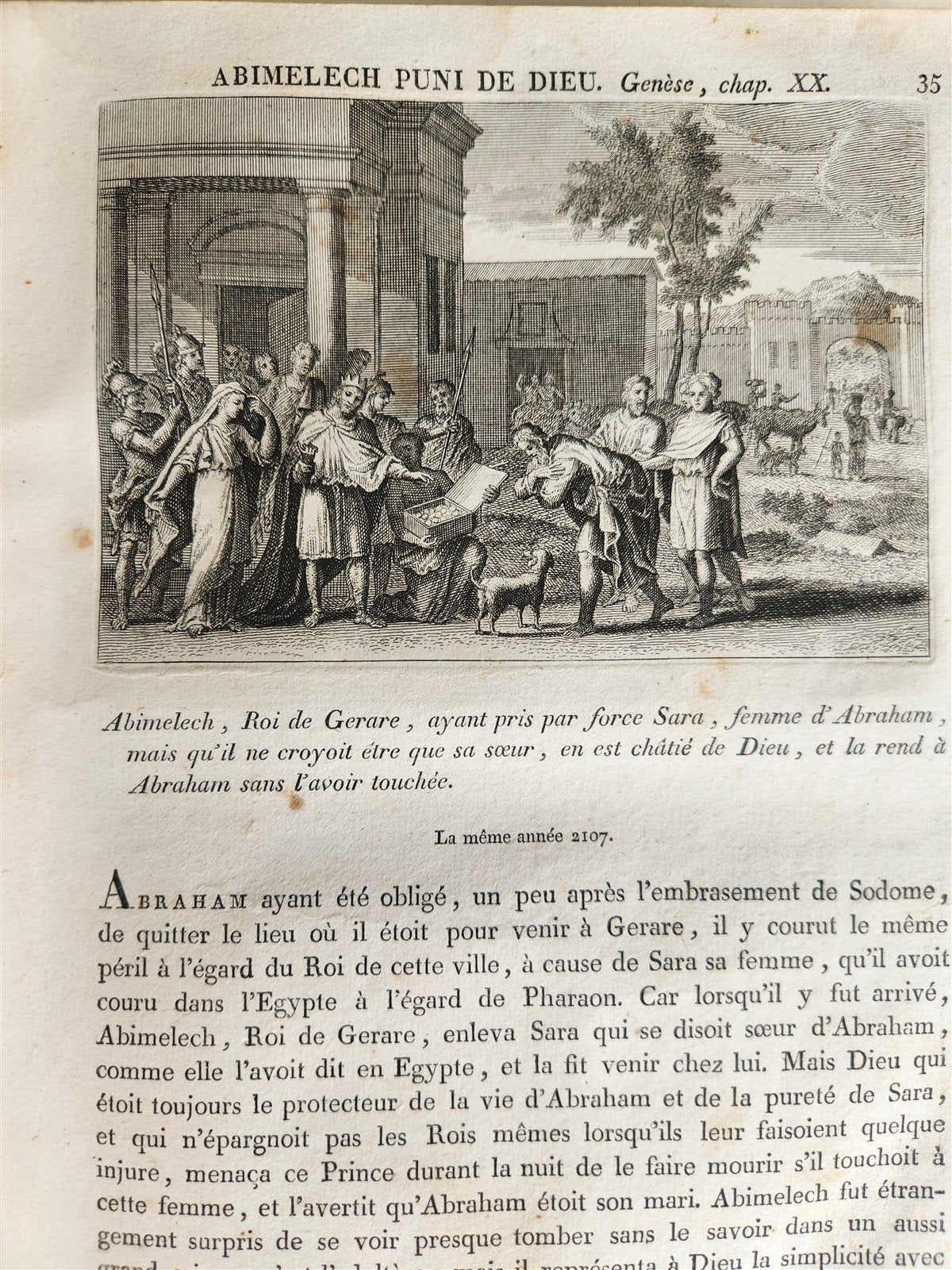 1811 BIBLE HISTORY in FRENCH ILLUSTRATED w/ 270 ENGRAVINGS & MAP antique