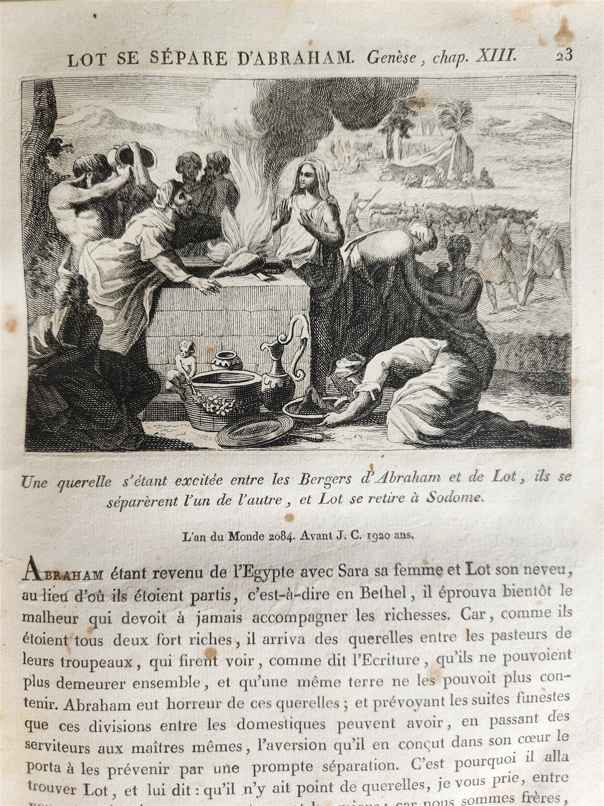 1811 BIBLE HISTORY in FRENCH ILLUSTRATED w/ 270 ENGRAVINGS & MAP antique